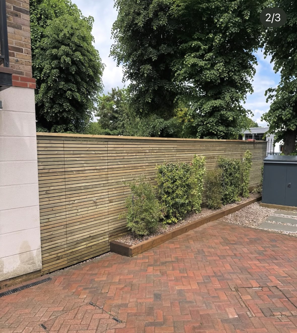Bespoke batten fencing in Surrey garden