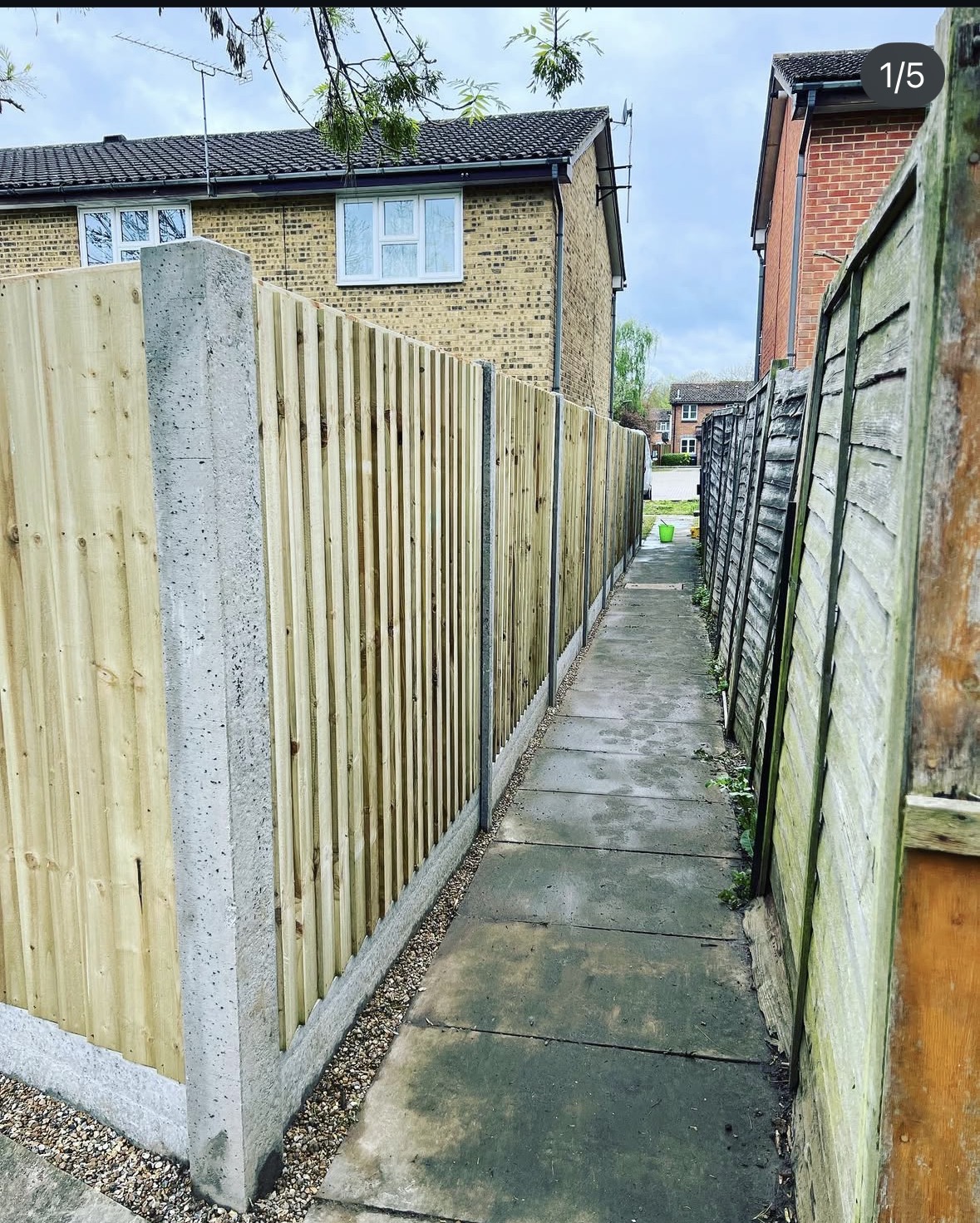 Wooden garden fence close up